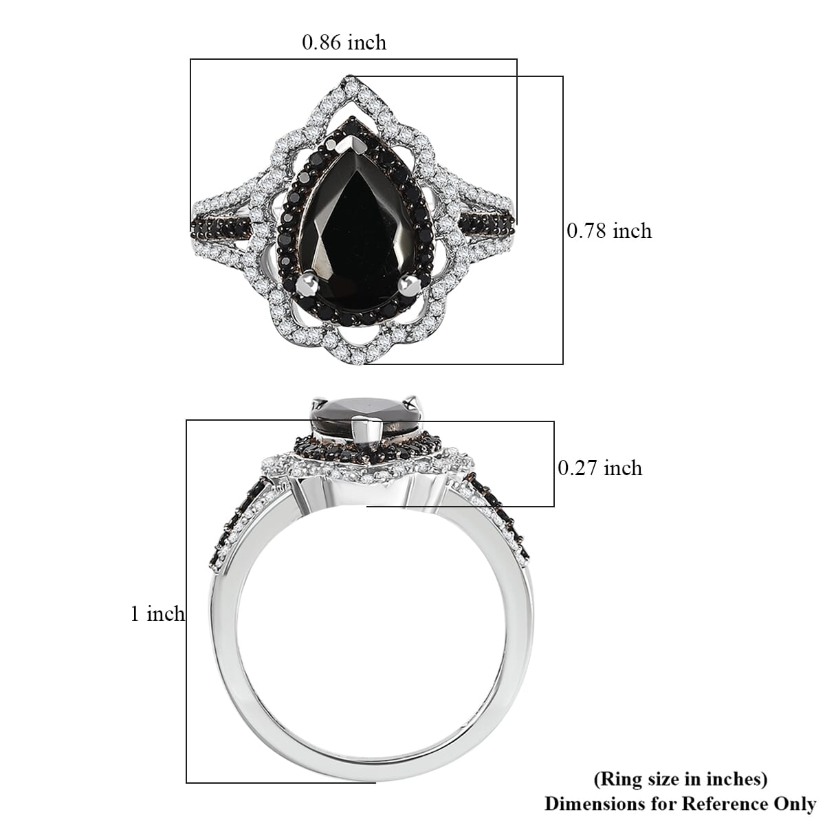 Elite Shungite and Multi Gemstone 1.85 ctw Ring in Platinum Bond (Size 9.0) image number 5