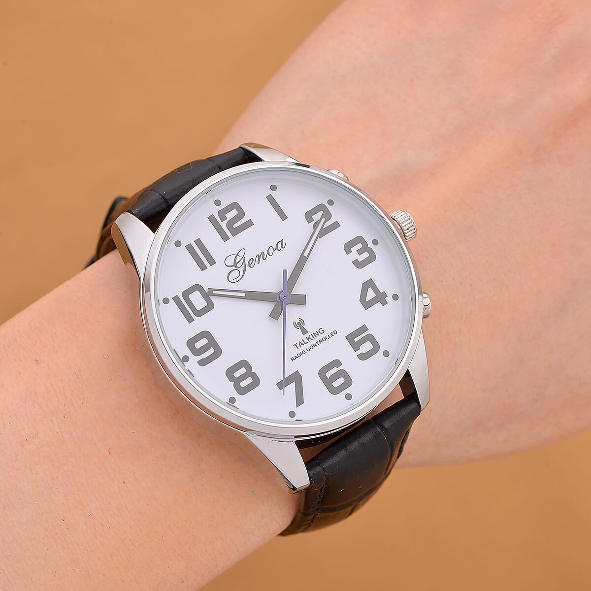 Genoa Quartz Movement Multifunctional Key Watch with Black Leather Strap image number 1