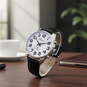 Genoa Quartz Movement Multifunctional Key Watch with Black Leather Strap