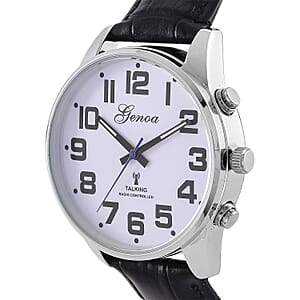 Genoa Quartz Movement Multifunctional Key Watch with Black Leather Strap