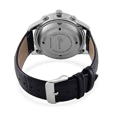 Genoa Quartz Movement Multifunctional Key Watch with Black Leather Strap