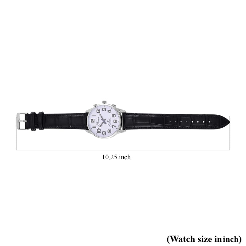 Genoa Quartz Movement Multifunctional Key Watch with Black Leather Strap