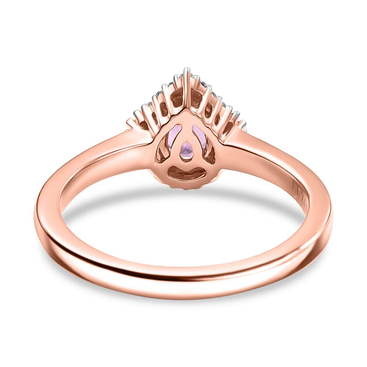 Luxoro AAA Madagascar Purple Sapphire and G-H I2 Diamond 0.90 ctw Halo Ring in 10K Rose Gold (Size 10.0) image number 4