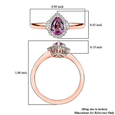 Luxoro AAA Madagascar Purple Sapphire, Diamond Halo Ring in 10K Rose Gold 0.90 ctw (Size 10.0)