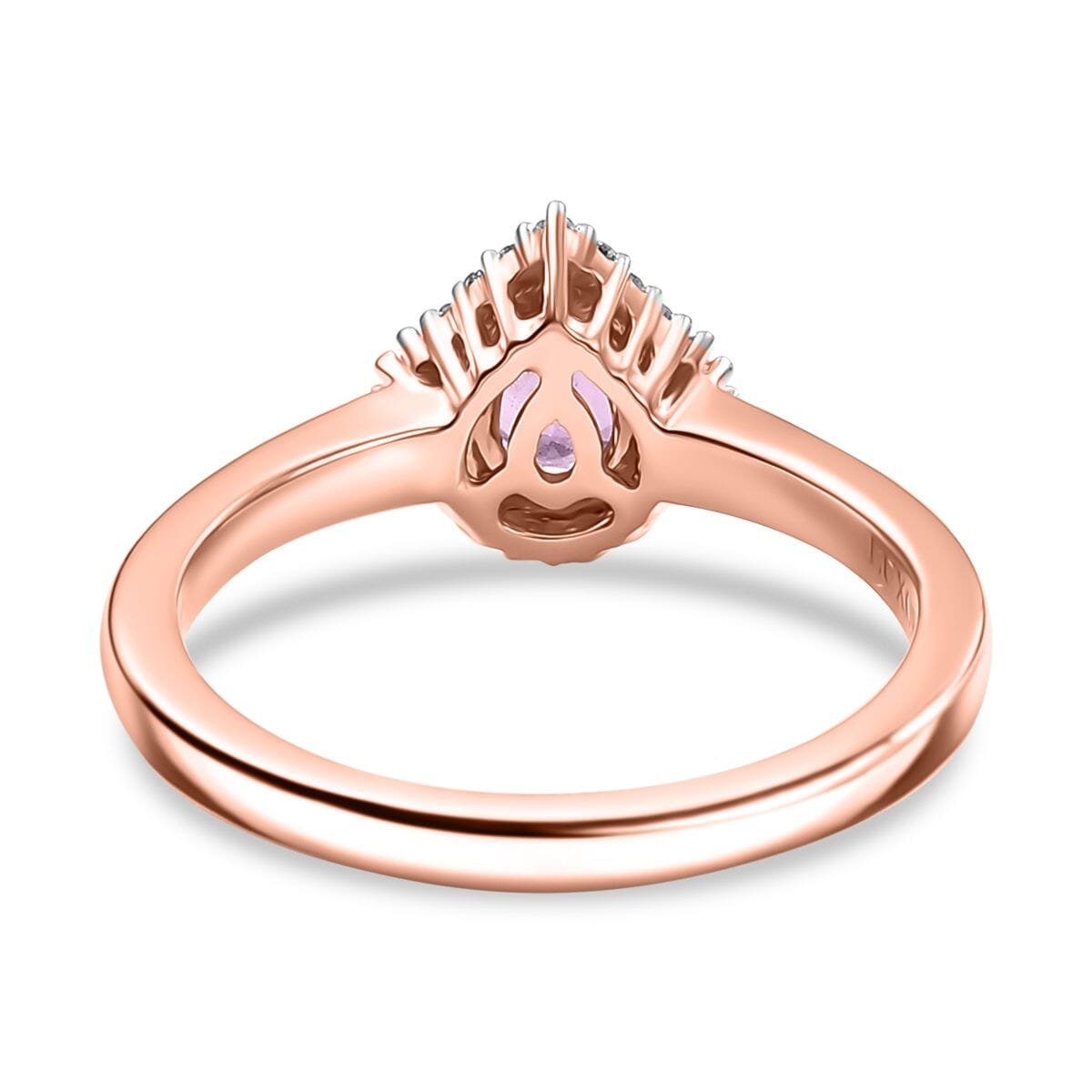 Luxoro AAA Madagascar Purple Sapphire and G-H I2 Diamond 0.90 ctw Halo Ring in 10K Rose Gold (Size 6.0) image number 4