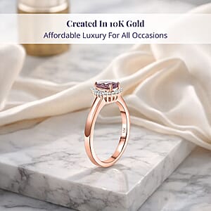 Luxoro AAA Madagascar Purple Sapphire and G-H I2 Diamond 0.90 ctw Halo Ring in 10K Rose Gold (Size 7.0)