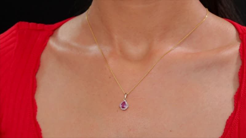 Luxoro AAA Madagascar Purple Sapphire and G-H I2 Diamond 1.00 ctw Halo Pendant without Chain in 10K Rose Gold