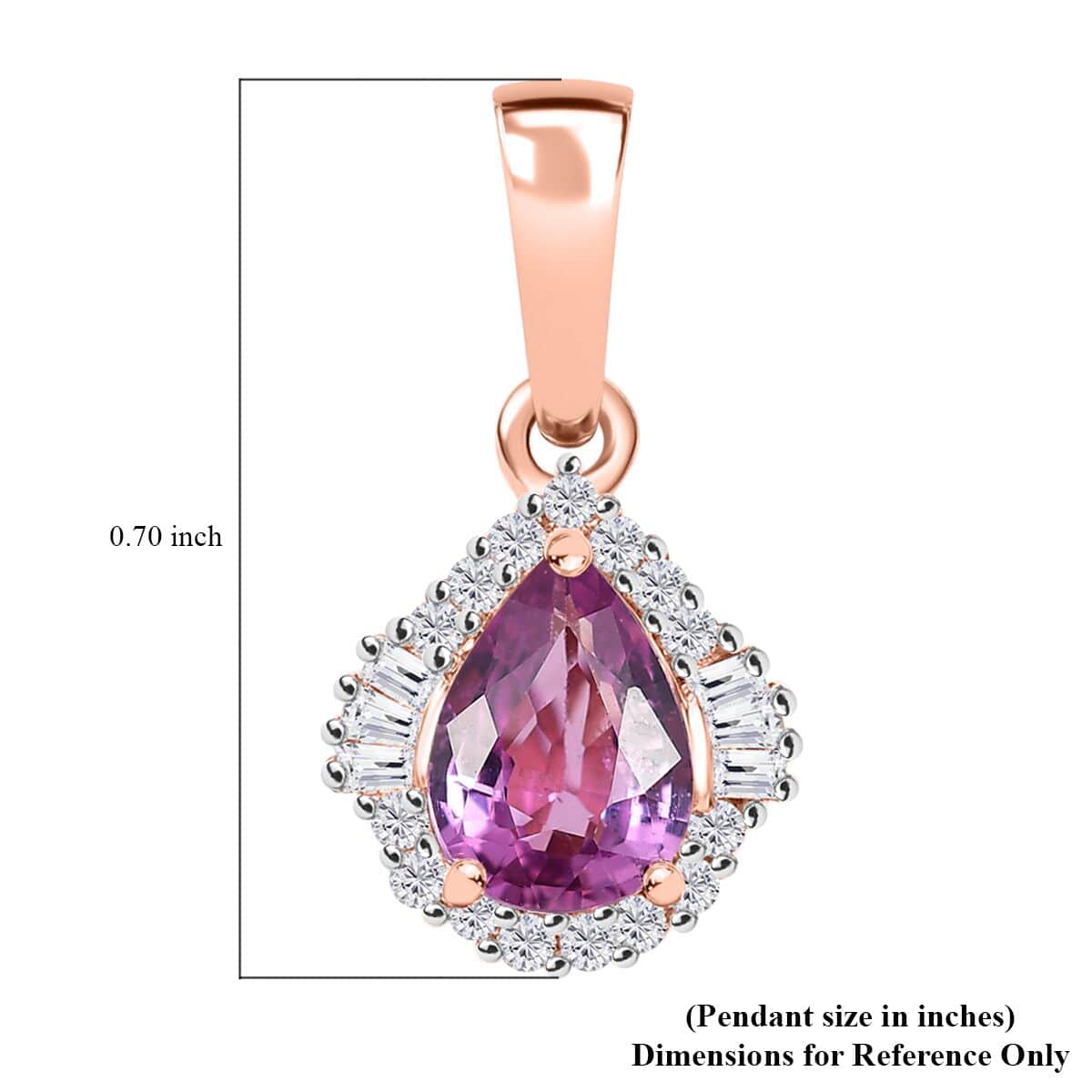 Luxoro AAA Madagascar Purple Sapphire and G-H I2 Diamond 1.00 ctw Halo Pendant in 10K Rose Gold image number 5