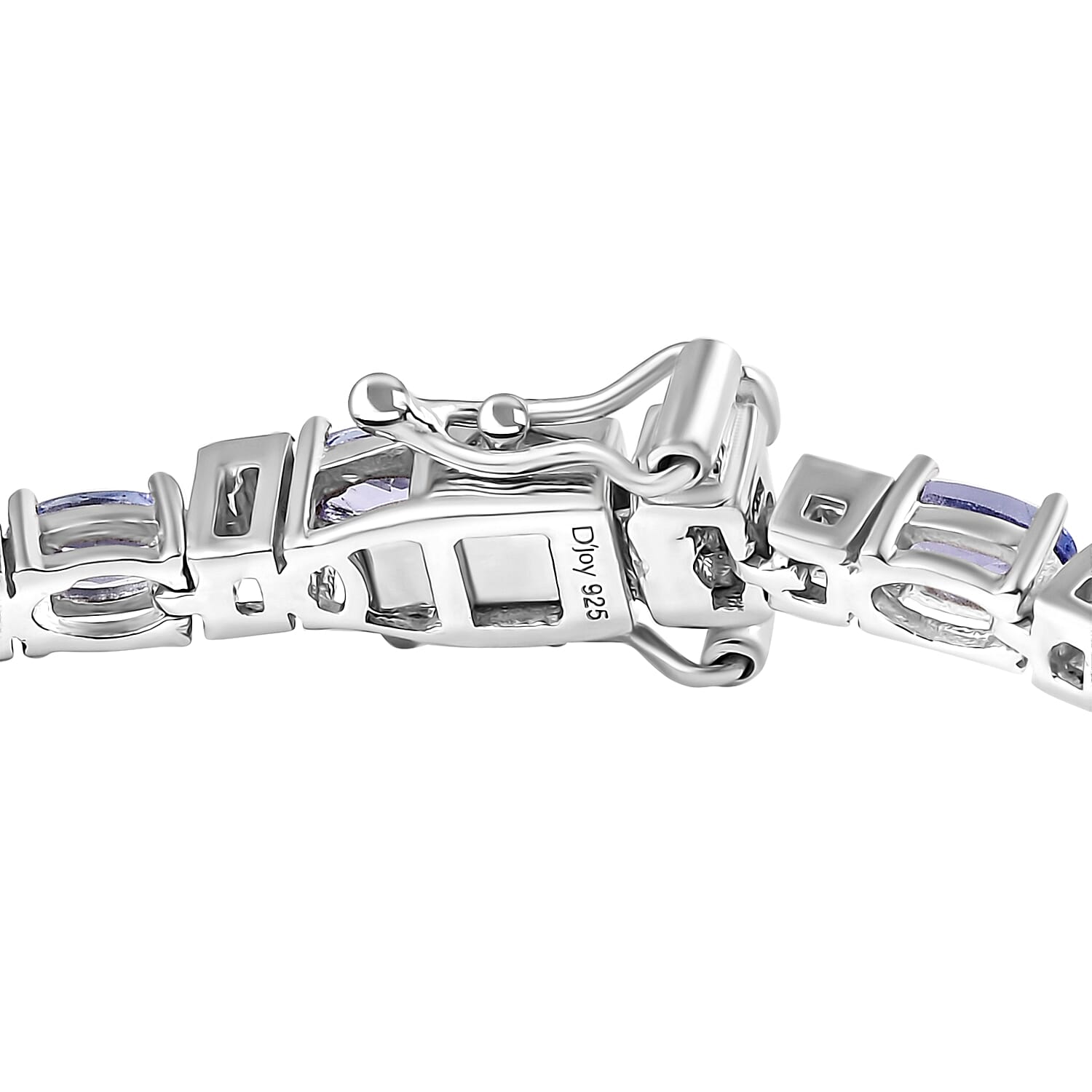 D'Joy Tanzanite and Moissanite 6.15 ctw Radiance Tennis Bracelet in Rhodium Over Sterling Silver (6.50 In)
