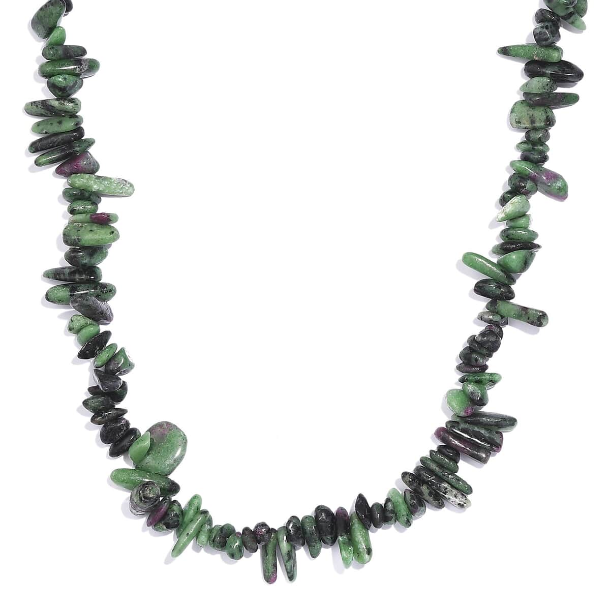 Ruby Zoisite 275.00 ctw Chips Necklace in Platinum Bond 20 Inches image number 0