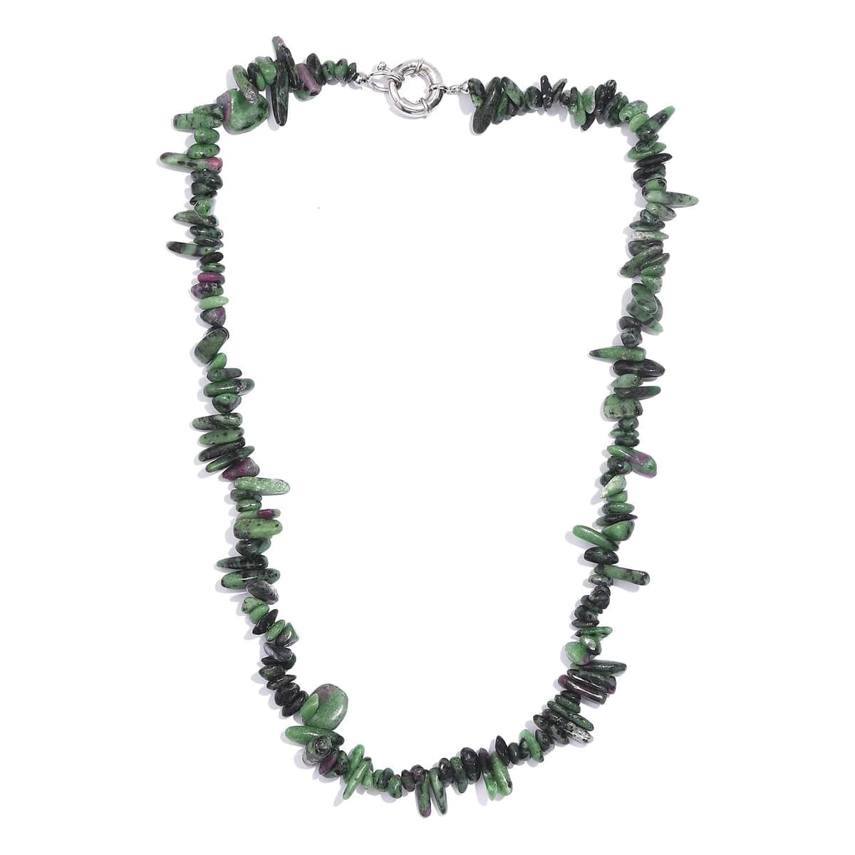 Ruby Zoisite 275.00 ctw Chips Necklace in Platinum Bond 20 Inches image number 3