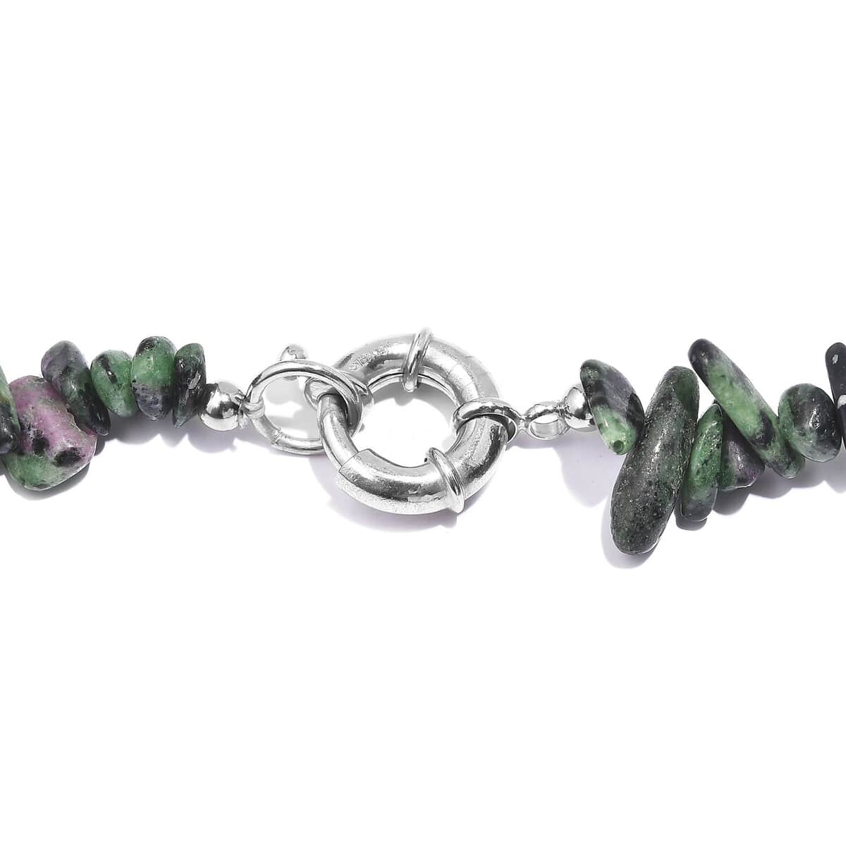 Ruby Zoisite 275.00 ctw Chips Necklace in Platinum Bond 20 Inches image number 4