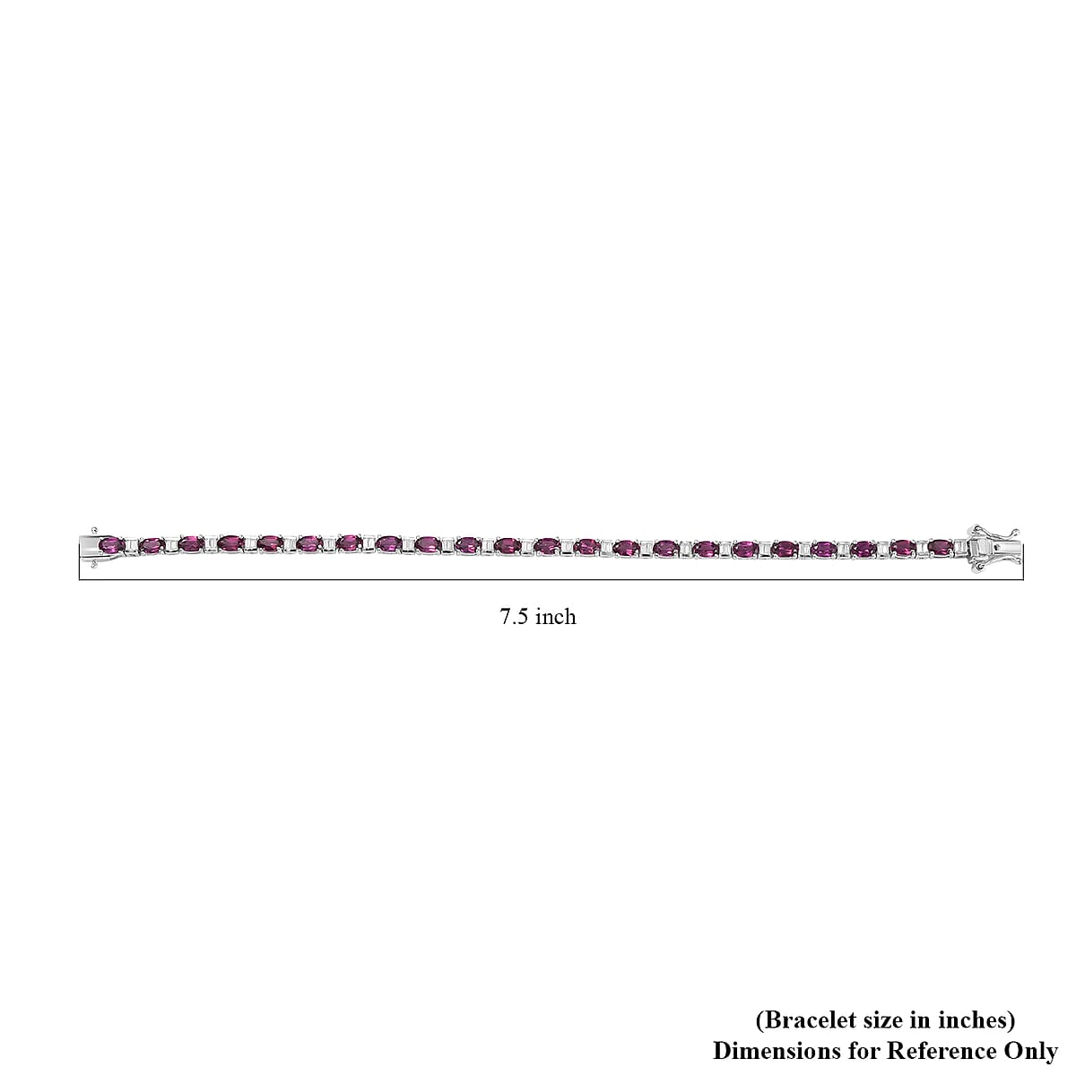 Radiant Ember Garnet and Moissanite 7.65 ctw Radiance Tennis Bracelet in Rhodium Over Sterling Silver (6.50 In) image number 4