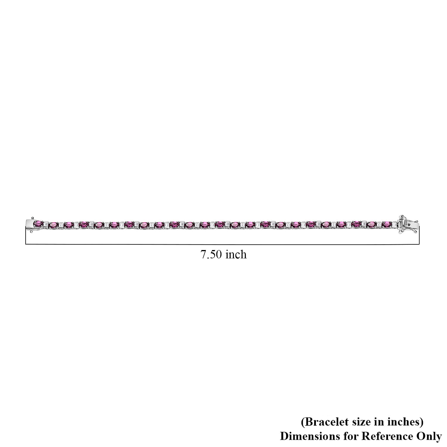D'Joy Radiant Ember Garnet and Moissanite 8.35 ctw Radiance Tennis Bracelet in Rhodium Over Sterling Silver (7.25 In)