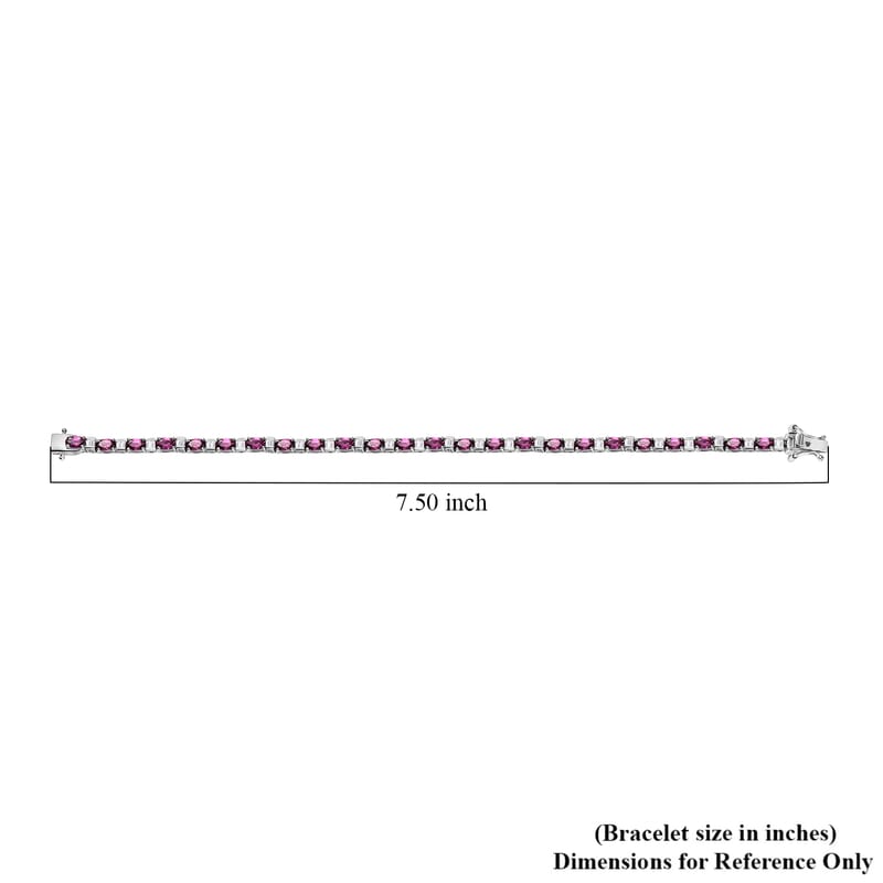 D'Joy Radiant Ember Garnet and Moissanite 8.35 ctw Radiance Tennis Bracelet in Rhodium Over Sterling Silver (7.25 In)