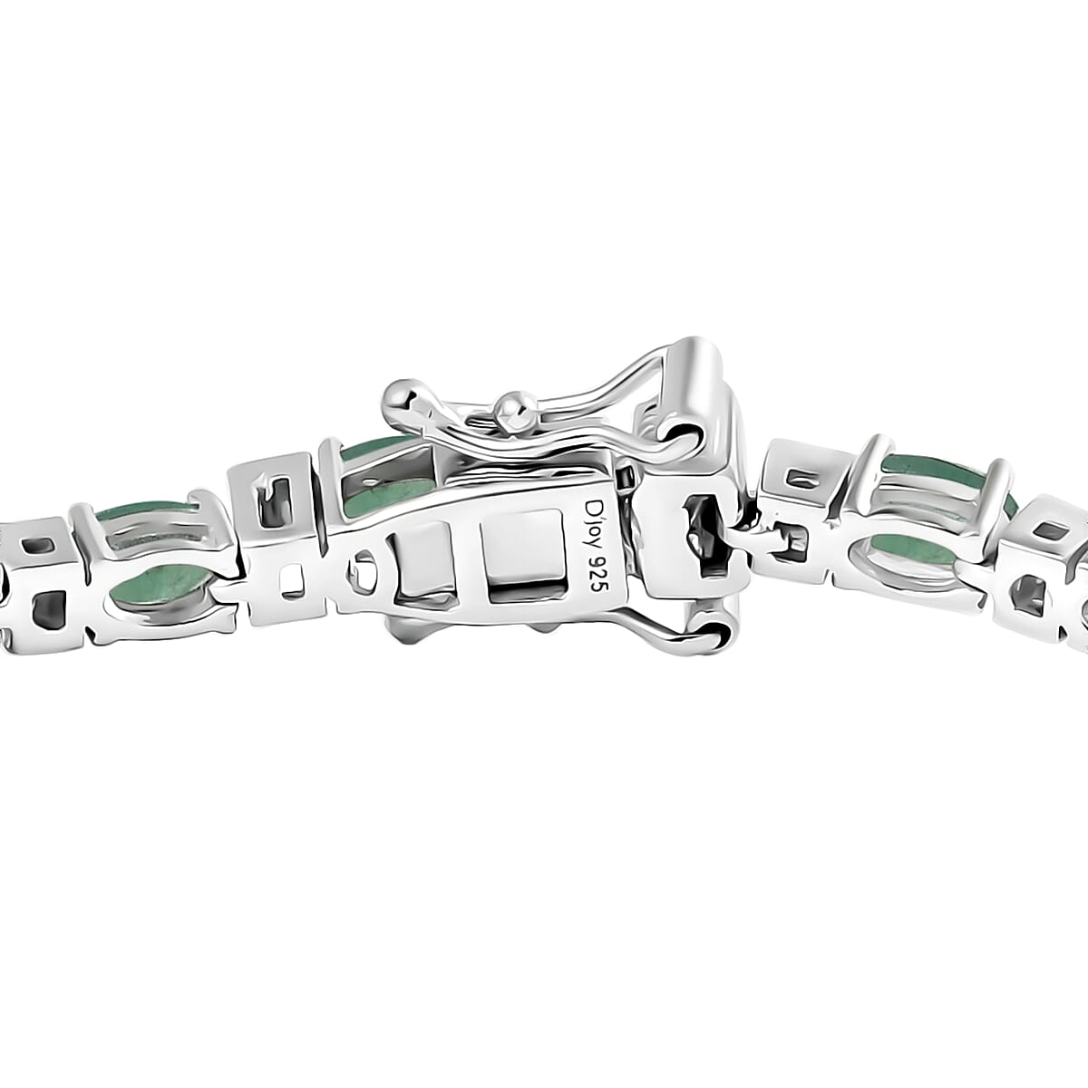D'Joy Brazilian Emerald and Moissanite 5.75 ctw Radiance Tennis Bracelet in Rhodium Over Sterling Silver (6.50 In) image number 3