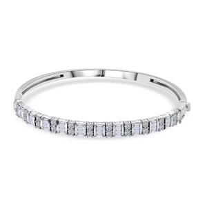 Luxuriant Lab Grown Diamond 2.00 ctw Bangle Bracelet in Rhodium Over Sterling Silver (7.25 In)
