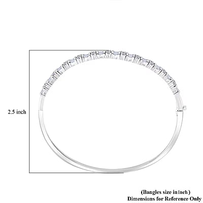 Luxuriant Lab Grown Diamond 2.00 ctw Bangle Bracelet in Rhodium Over Sterling Silver (7.25 In)