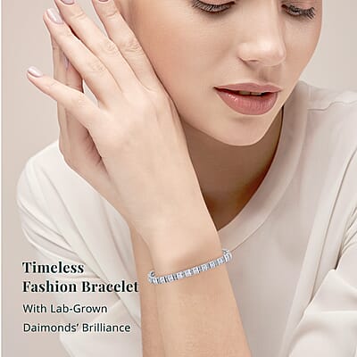 Luxuriant Lab Grown Diamond G SI 5.00 ctw Bracelet in Rhodium Over Sterling Silver (7.25 In)
