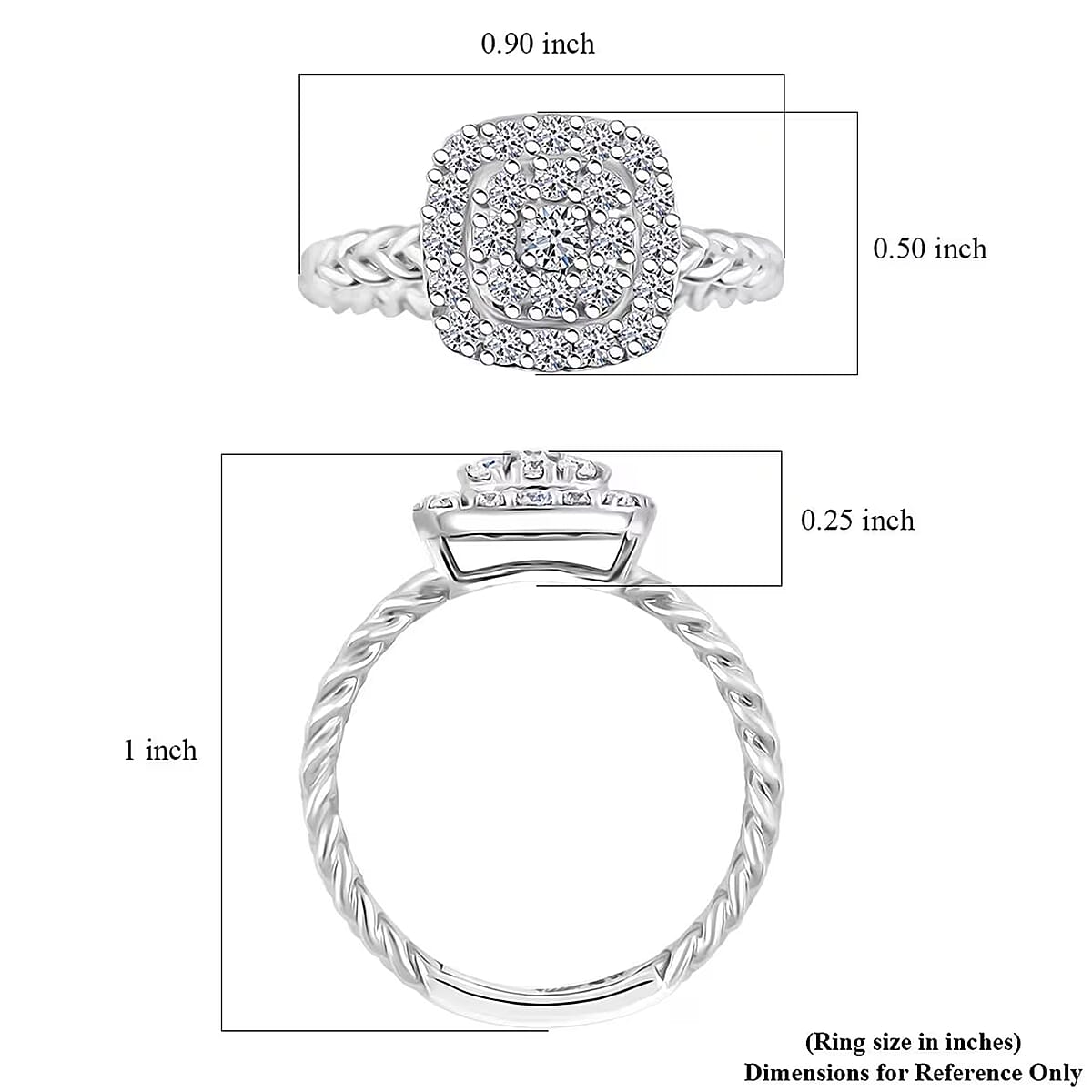 TLV Pre Doorbuster Deal Luxuriant Lab Grown Diamond (G, SI) (Cush) Ring in Sterling Silver (Size 10.0) 0.57 ctw image number 7
