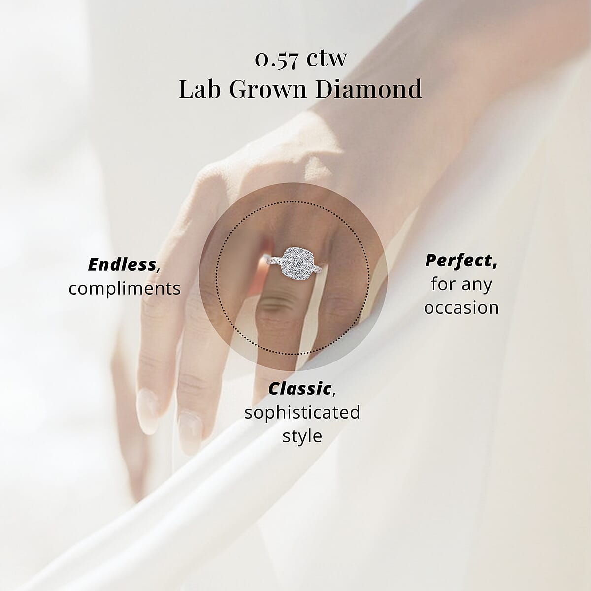 Doorbuster Luxuriant Lab Grown Diamond 0.57 ctw Ring in Sterling Silver (Size 11.0) image number 4