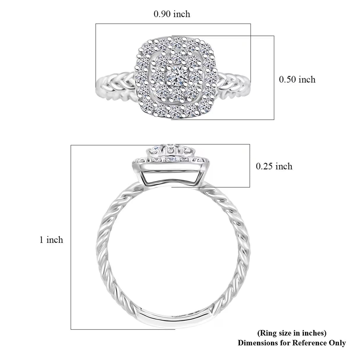 Luxuriant Lab Grown Diamond G SI 0.57 ctw Ring in Sterling Silver (Size 9.0) image number 7