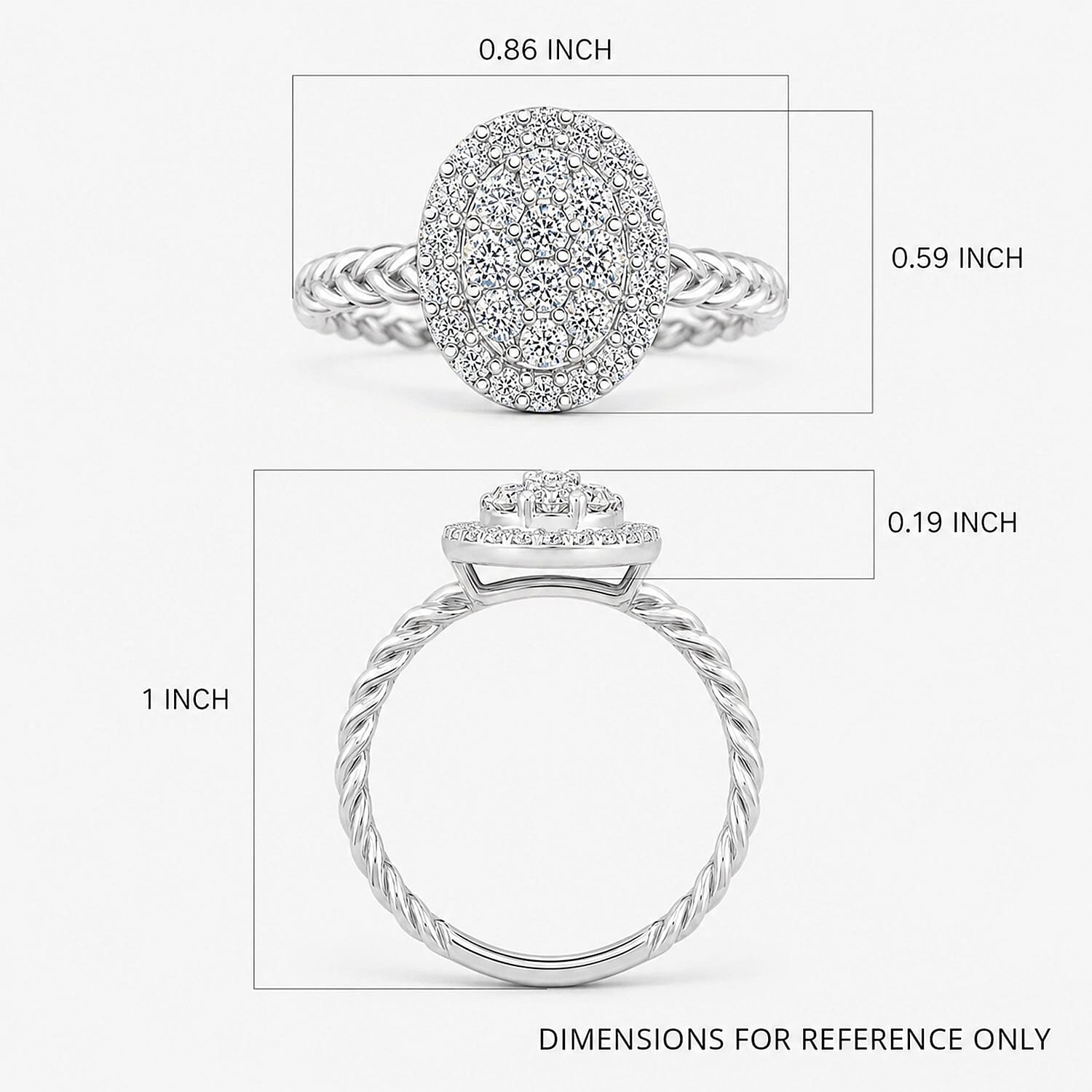 Luxuriant Lab Grown Diamond G SI 0.60 ctw Moonlit Promise Ring in Sterling Silver (Size 7.0)