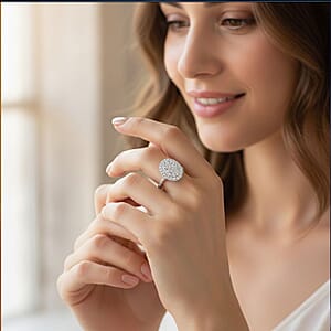 Luxuriant Lab Grown Diamond G SI 0.60 ctw Moonlit Promise Ring in Sterling Silver (Size 9.0)