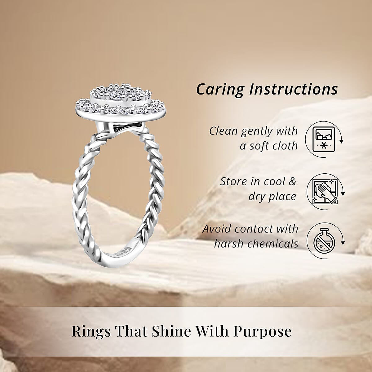 Doorbuster Luxuriant Lab Grown Diamond G SI 0.57 ctw Moonlit Promise Ring in Sterling Silver (Size 9.0) image number 6