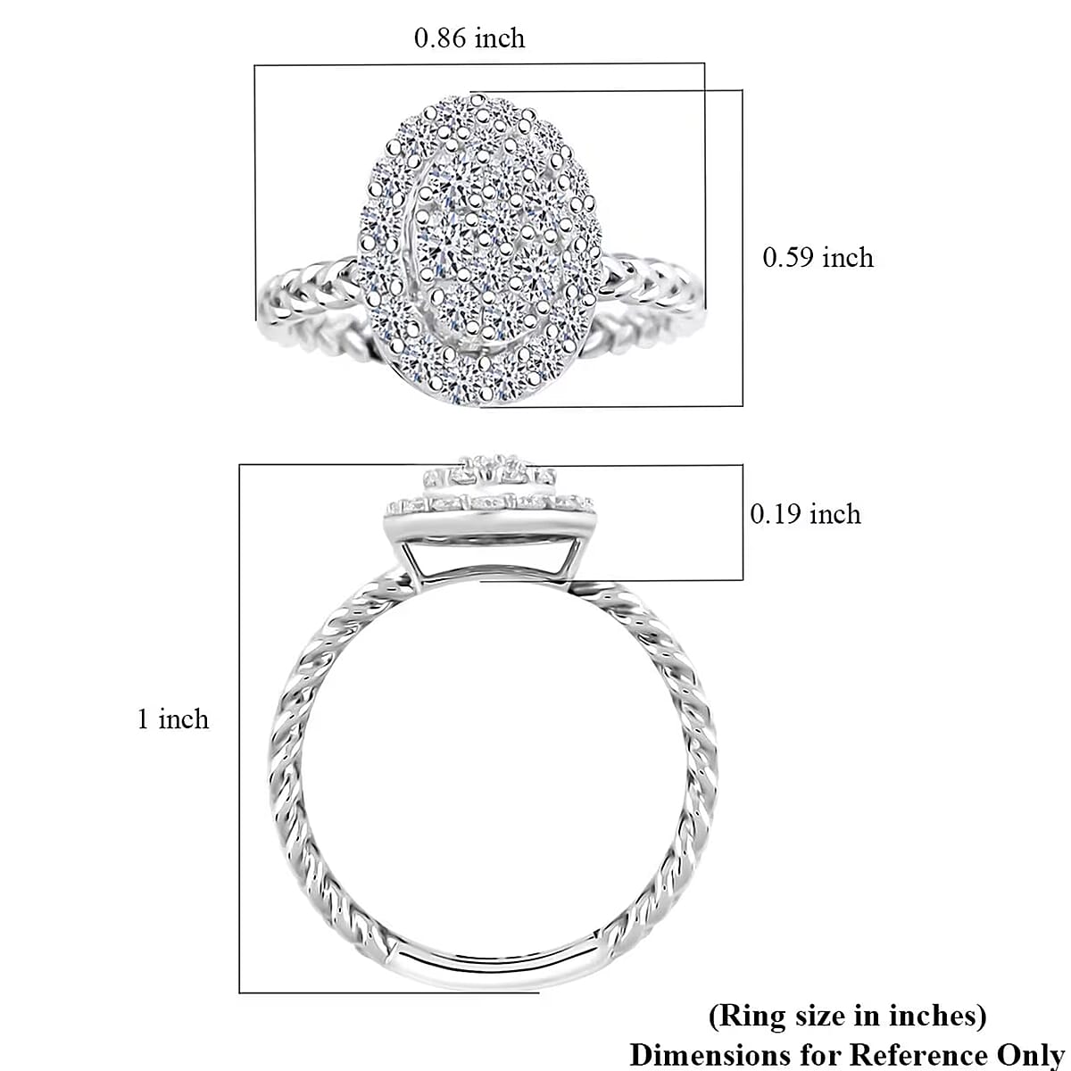 Doorbuster Luxuriant Lab Grown Diamond G SI 0.57 ctw Moonlit Promise Ring in Sterling Silver (Size 9.0) image number 7