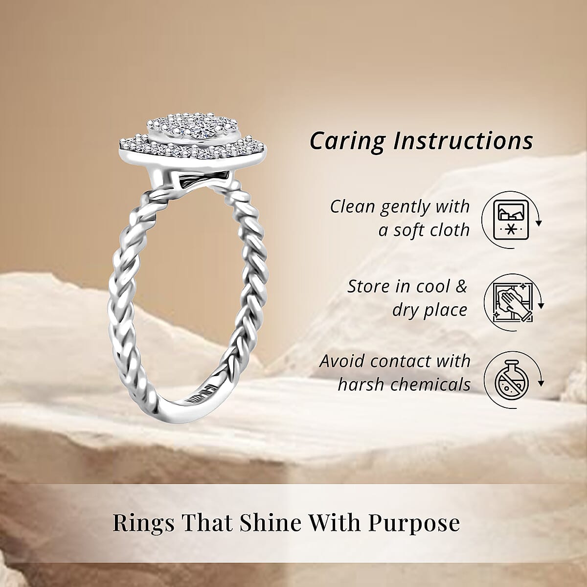 Luxuriant Lab Grown Diamond G SI 0.60 ctw Moonlit Promise Ring in Sterling Silver (Size 10.0) image number 6