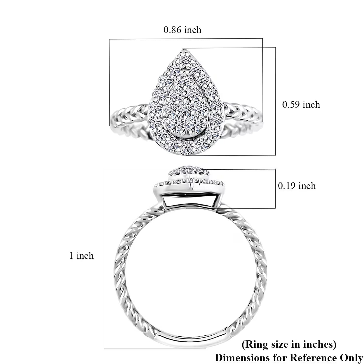 Luxuriant Lab Grown Diamond G SI 0.60 ctw Moonlit Promise Ring in Sterling Silver (Size 10.0)