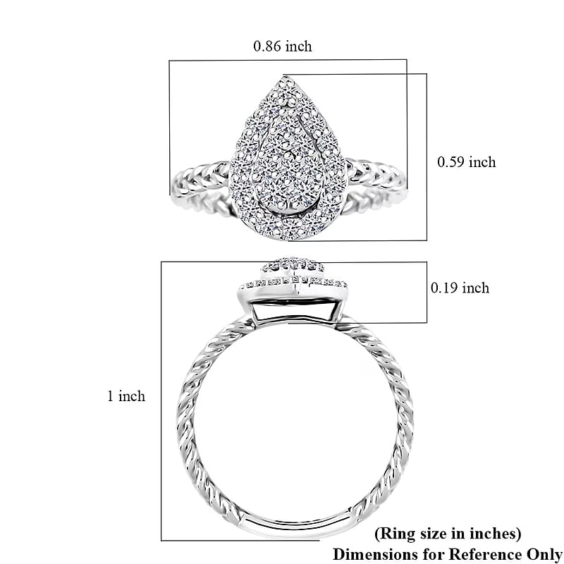 Luxuriant Lab Grown Diamond 0.60 ctw Ring in Sterling Silver (Size 11.0)
