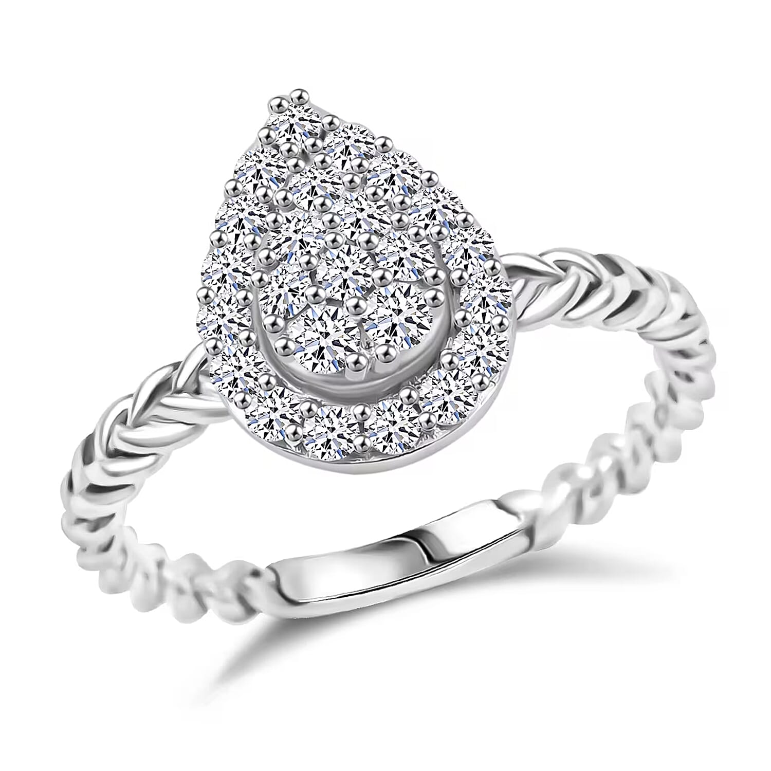 Luxuriant Lab Grown Diamond G SI 0.60 ctw Moonlit Promise Ring in Sterling Silver (Size 5.0)