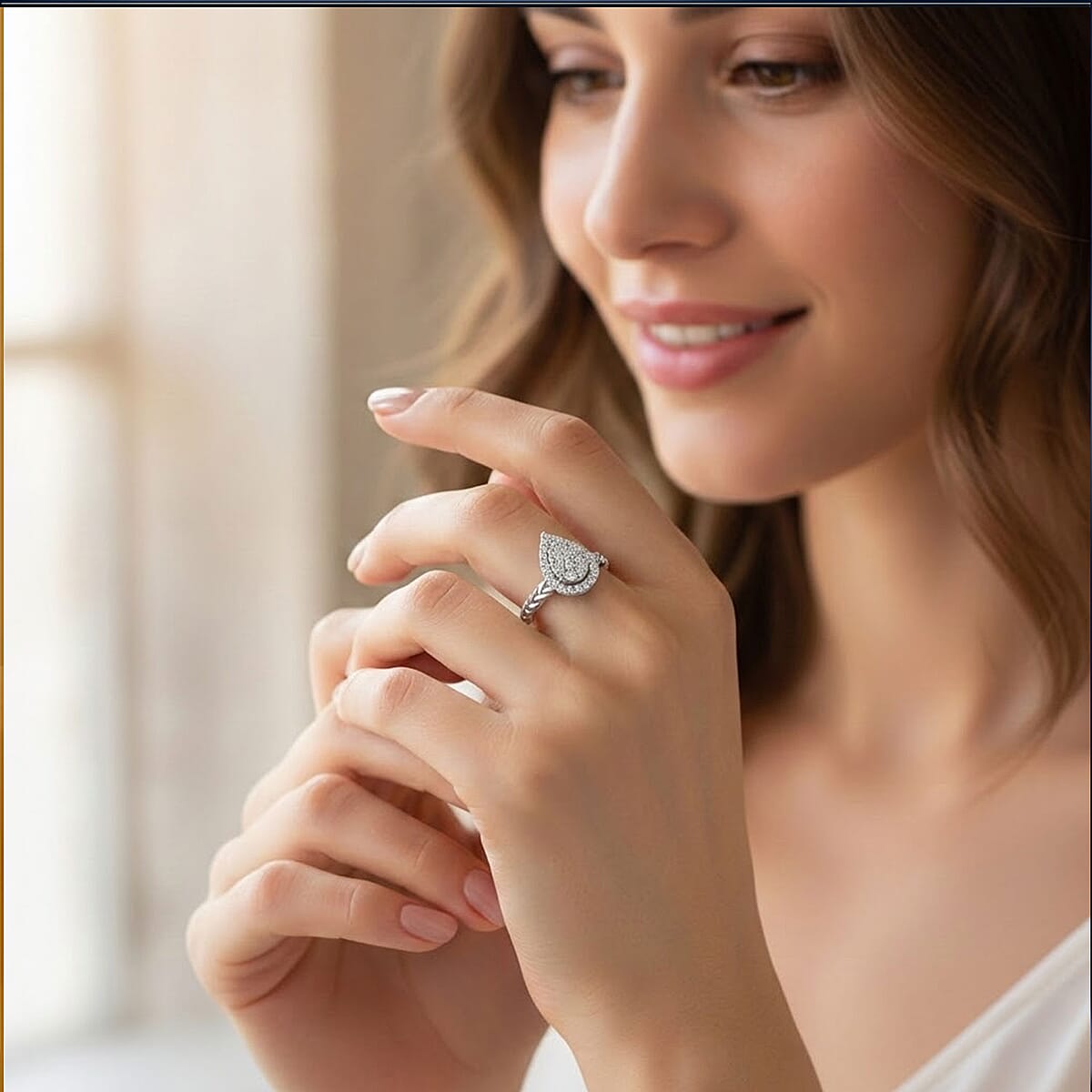 Luxuriant Lab Grown Diamond G SI 0.60 ctw Moonlit Promise Ring in Sterling Silver (Size 5.0) image number 1