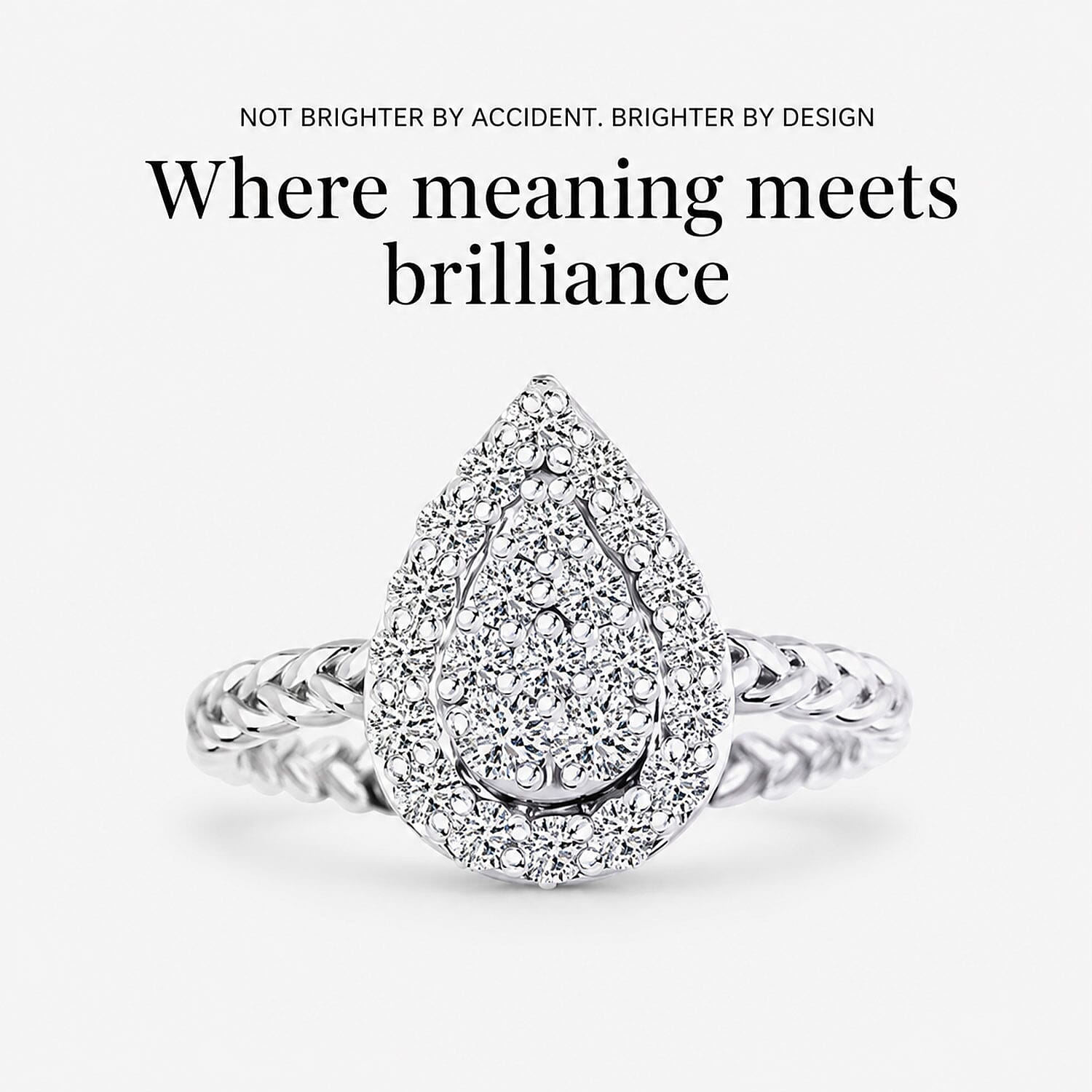 Luxuriant Lab Grown Diamond G SI 0.60 ctw Moonlit Promise Ring in Sterling Silver (Size 5.0)