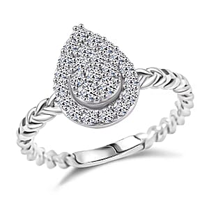 Doorbuster Luxuriant Lab Grown Diamond G SI 0.57 ctw Moonlit Promise Ring in Sterling Silver (Size 6.0)