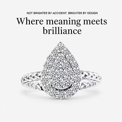 Luxuriant Lab Grown Diamond G SI 0.60 ctw Moonlit Promise Ring in Sterling Silver (Size 6.0)