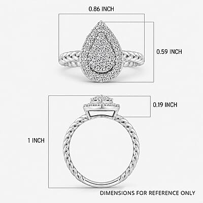 Luxuriant Lab Grown Diamond G SI 0.60 ctw Moonlit Promise Ring in Sterling Silver (Size 6.0)