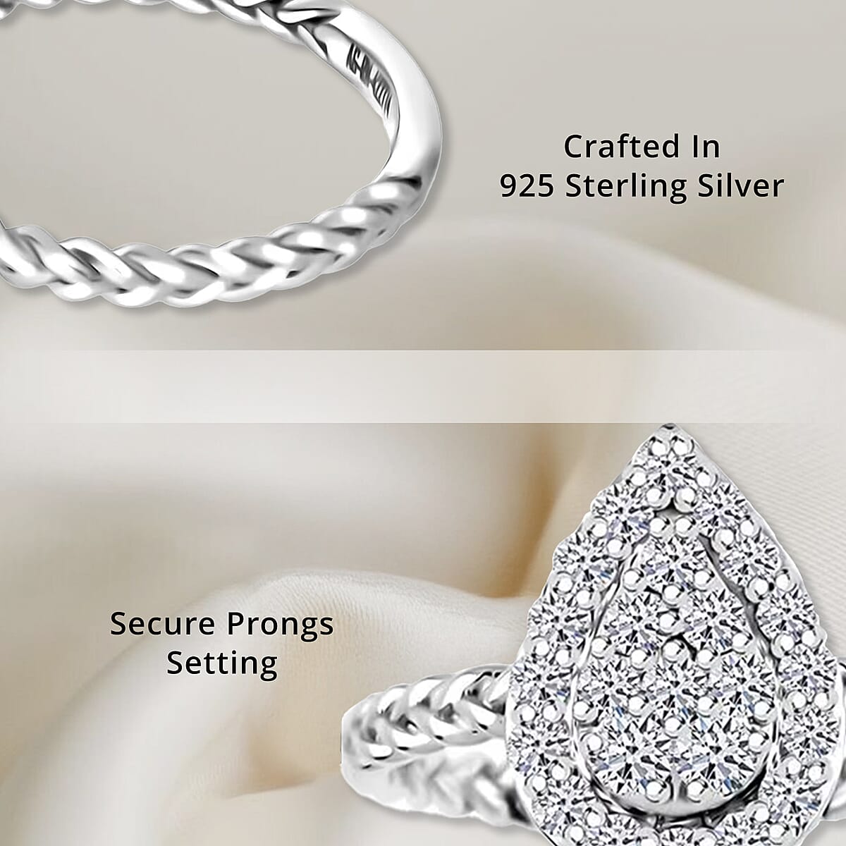 Doorbuster Luxuriant Lab Grown Diamond G SI 0.57 ctw Moonlit Promise Ring in Sterling Silver (Size 7.0) image number 2