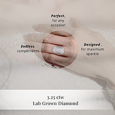 Luxuriant Lab Grown Diamond G SI 3.25 ctw Ring in Sterling Silver (Size 10.0)
