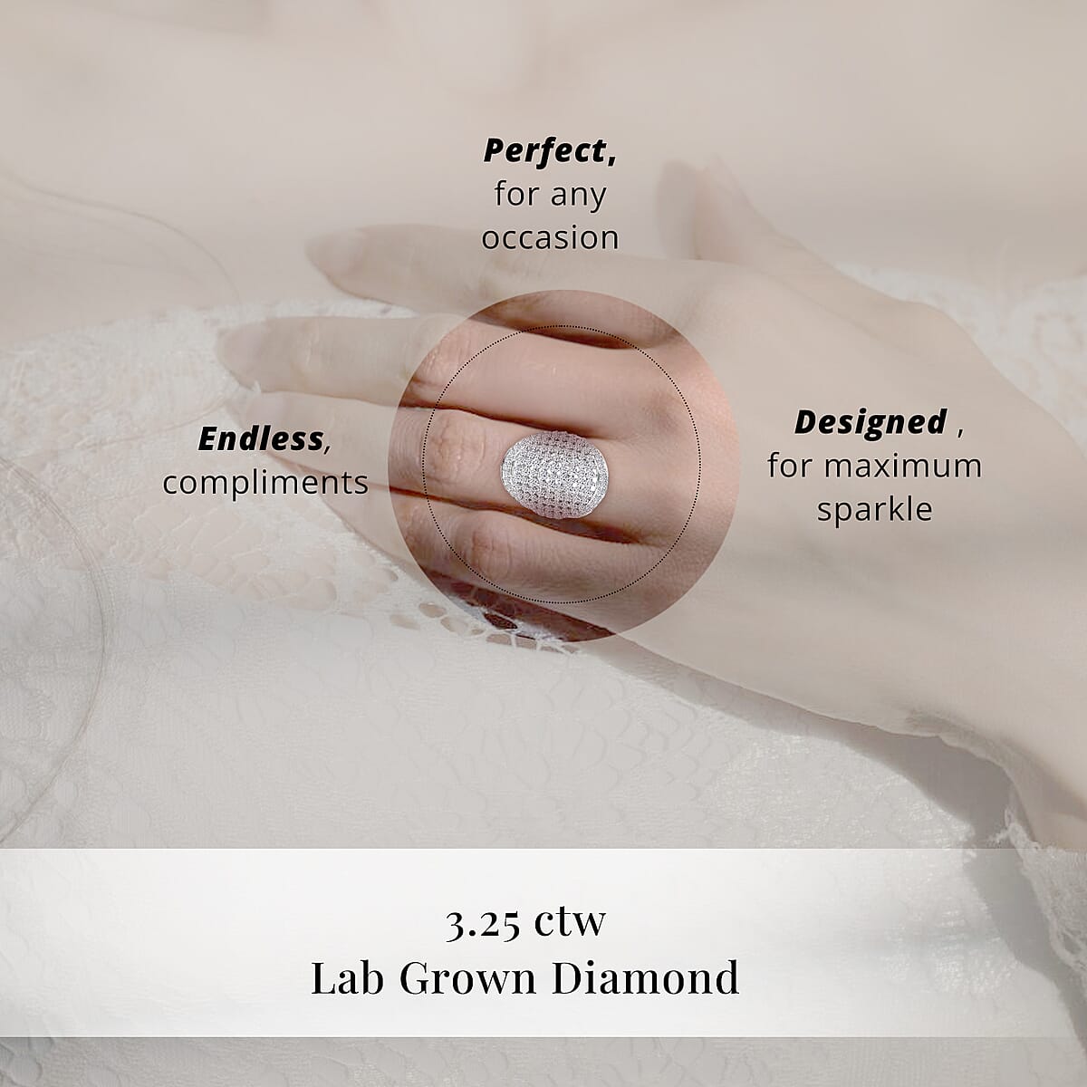 Luxuriant Lab Grown Diamond G SI 3.25 ctw Ring in Sterling Silver (Size 9.0) image number 4