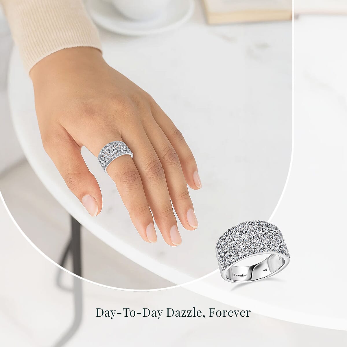 Luxuriant Lab Grown Diamond G SI 2.05 ctw Ring in Sterling Silver (Size 11.0) image number 5
