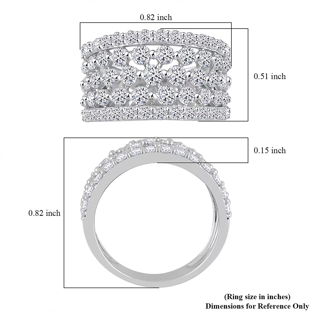 Luxuriant Lab Grown Diamond G SI 2.05 ctw Ring in Sterling Silver (Size 11.0) image number 6