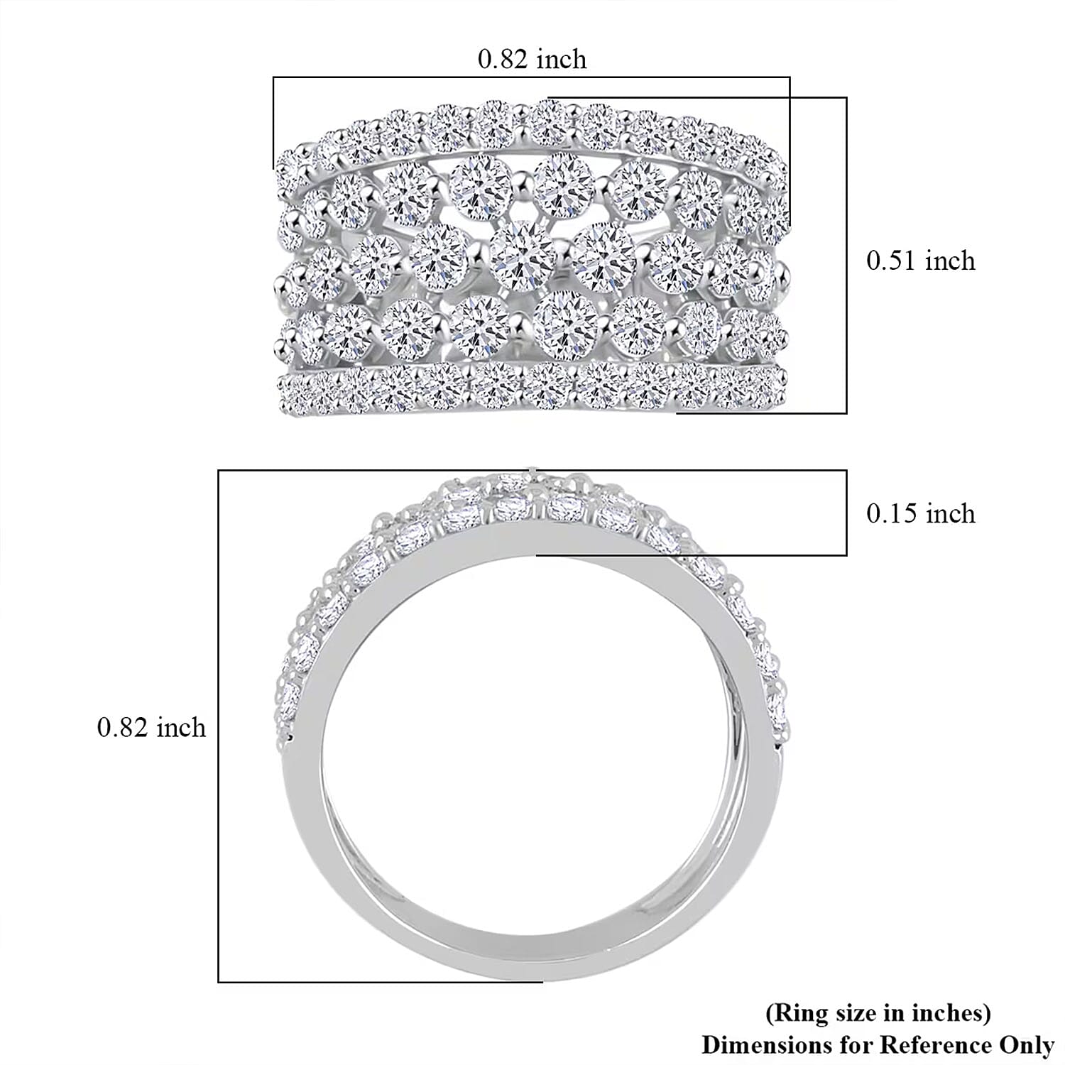 Luxuriant Lab Grown Diamond G SI 2.05 ctw Ring in Sterling Silver (Size 5.0)