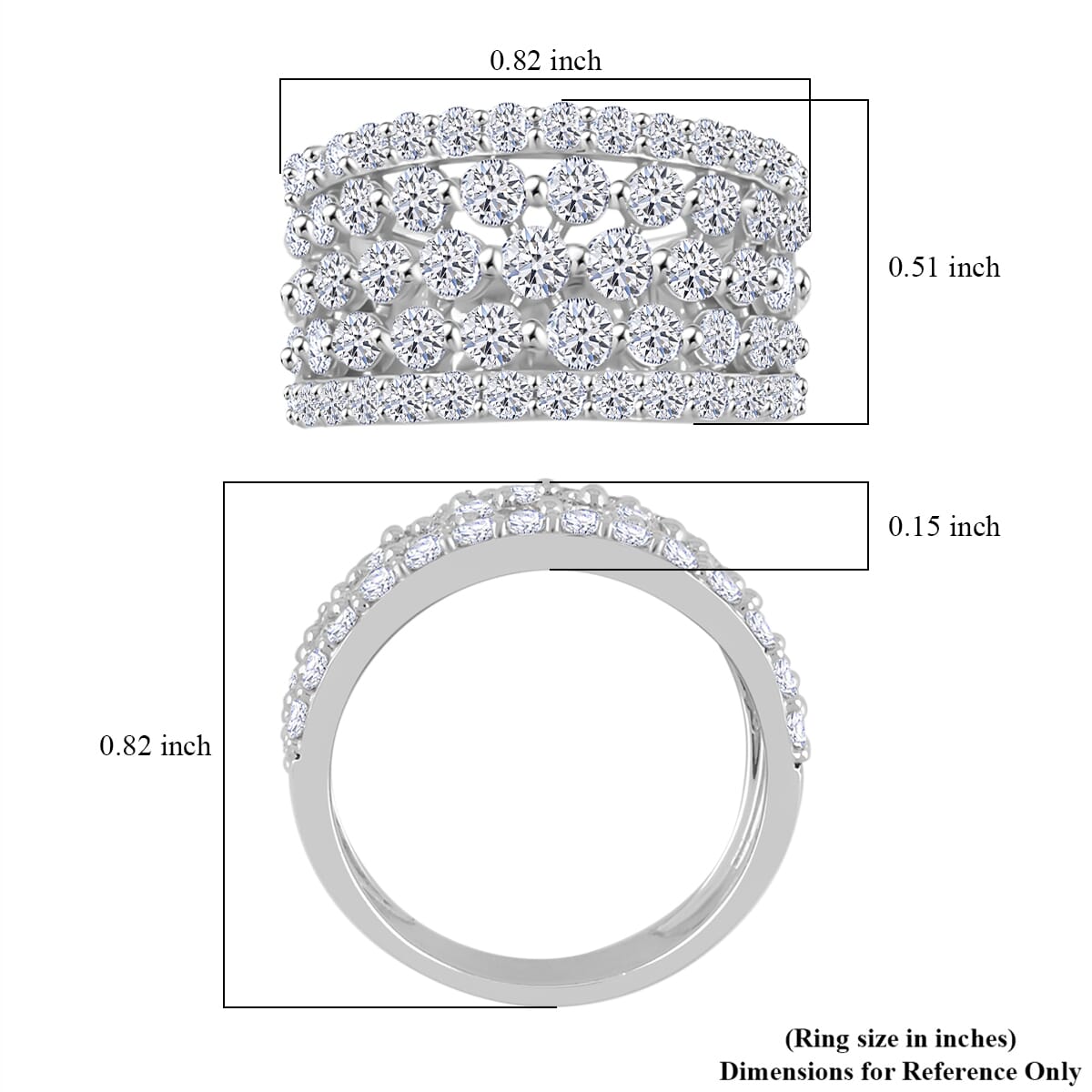 Luxuriant Lab Grown Diamond G SI 2.05 ctw Ring in Sterling Silver (Size 6.0) image number 5