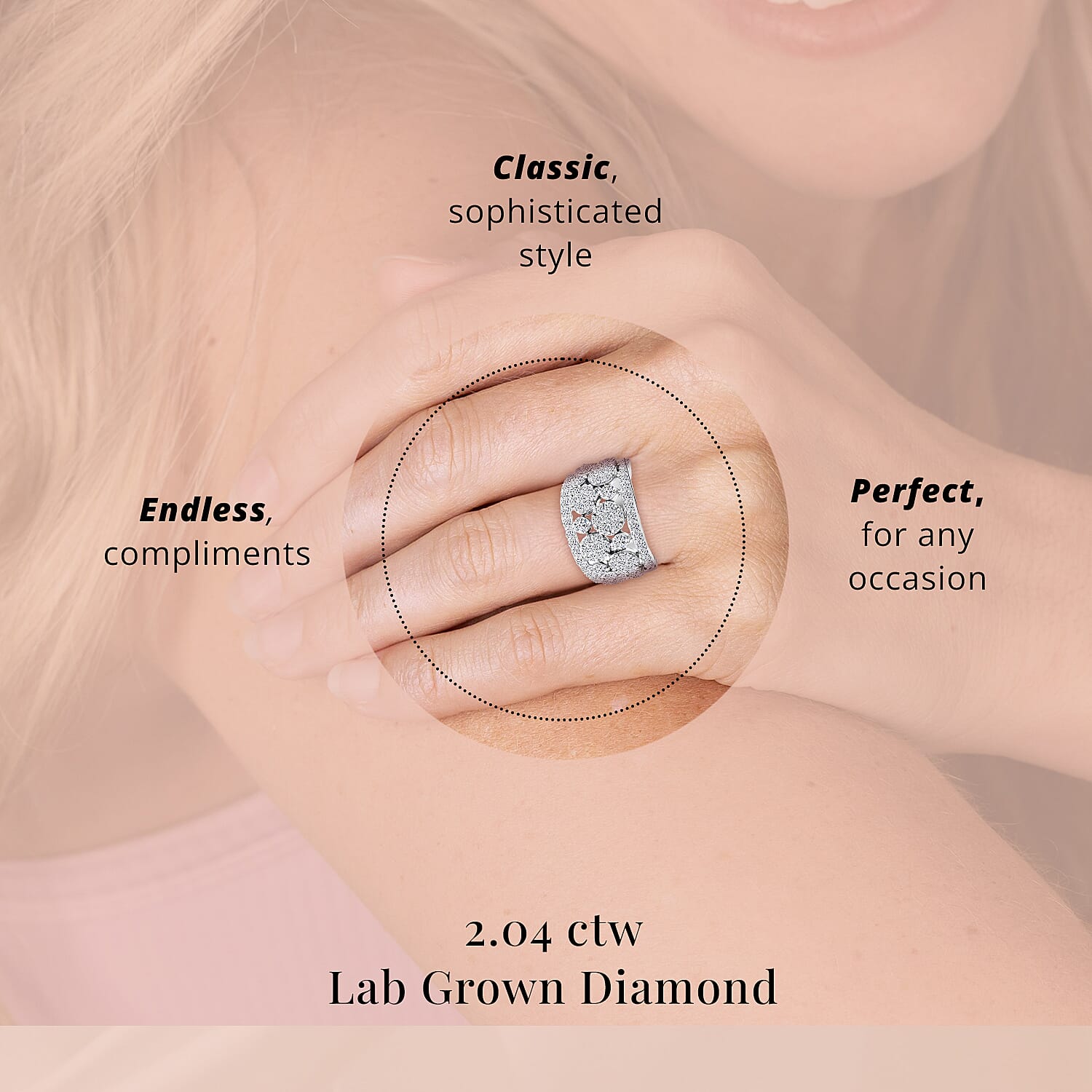 Luxuriant Lab Grown Diamond Ring in Sterling Silver 2.00 ctw  (Size 10.0) (G, SI)