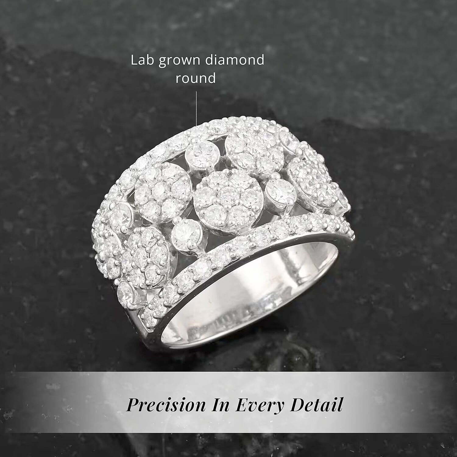 Luxuriant Lab Grown Diamond Ring in Sterling Silver 2.00 ctw  (Size 10.0) (G, SI)