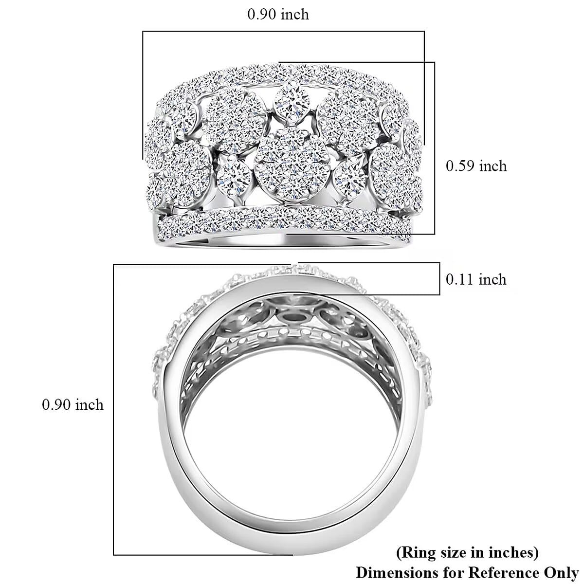 Luxuriant Lab Grown Diamond G SI 2.04 ctw Ring in Sterling Silver (Size 11.0) image number 7