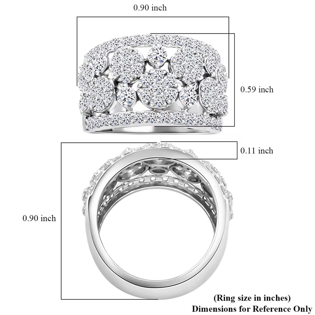 Luxuriant Lab Grown Diamond G SI 2.04 ctw Ring in Sterling Silver (Size 9.0) image number 7